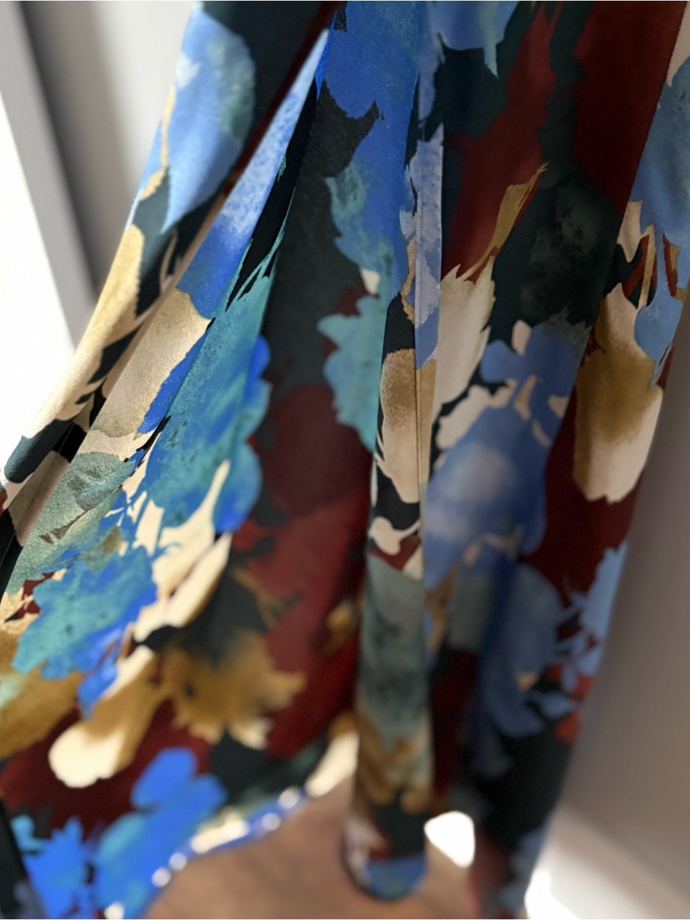 12th Tribe Floral Blue Multi Slip Maxi Dress with Side Slit - Picture 5 of 9